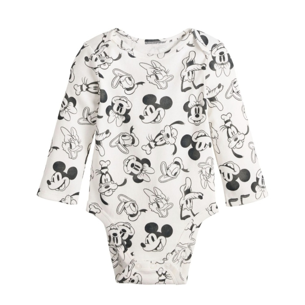 NWT Disney Retro black white Mickey & Friends NB Long Sleeve Bodysuit 🐭
